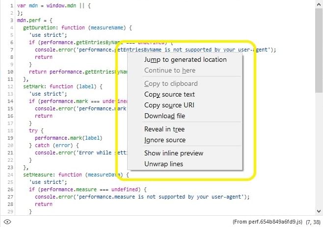 Debugger Source Pane Context Menu v2